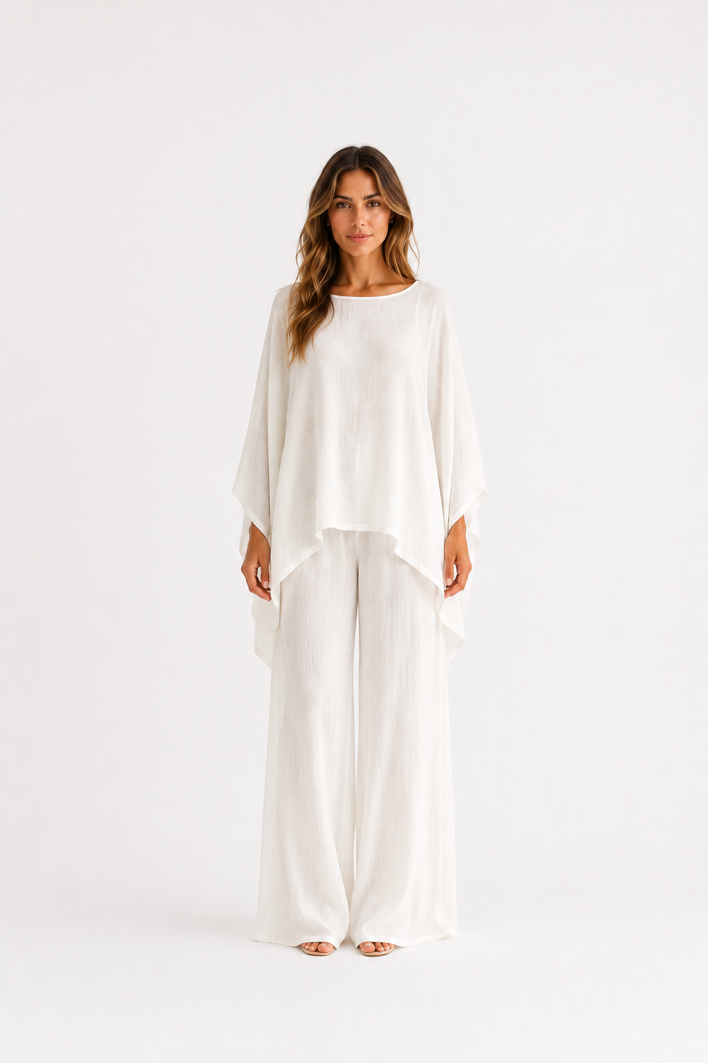 Amelia | Conjunto Minimalista de Capa Fluida y Pantalón Palazzo