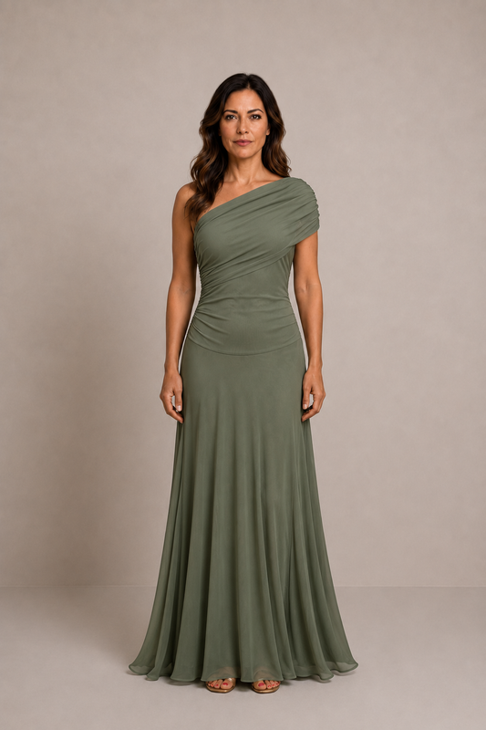 Calíope | Vestido largo verde de caída elegante