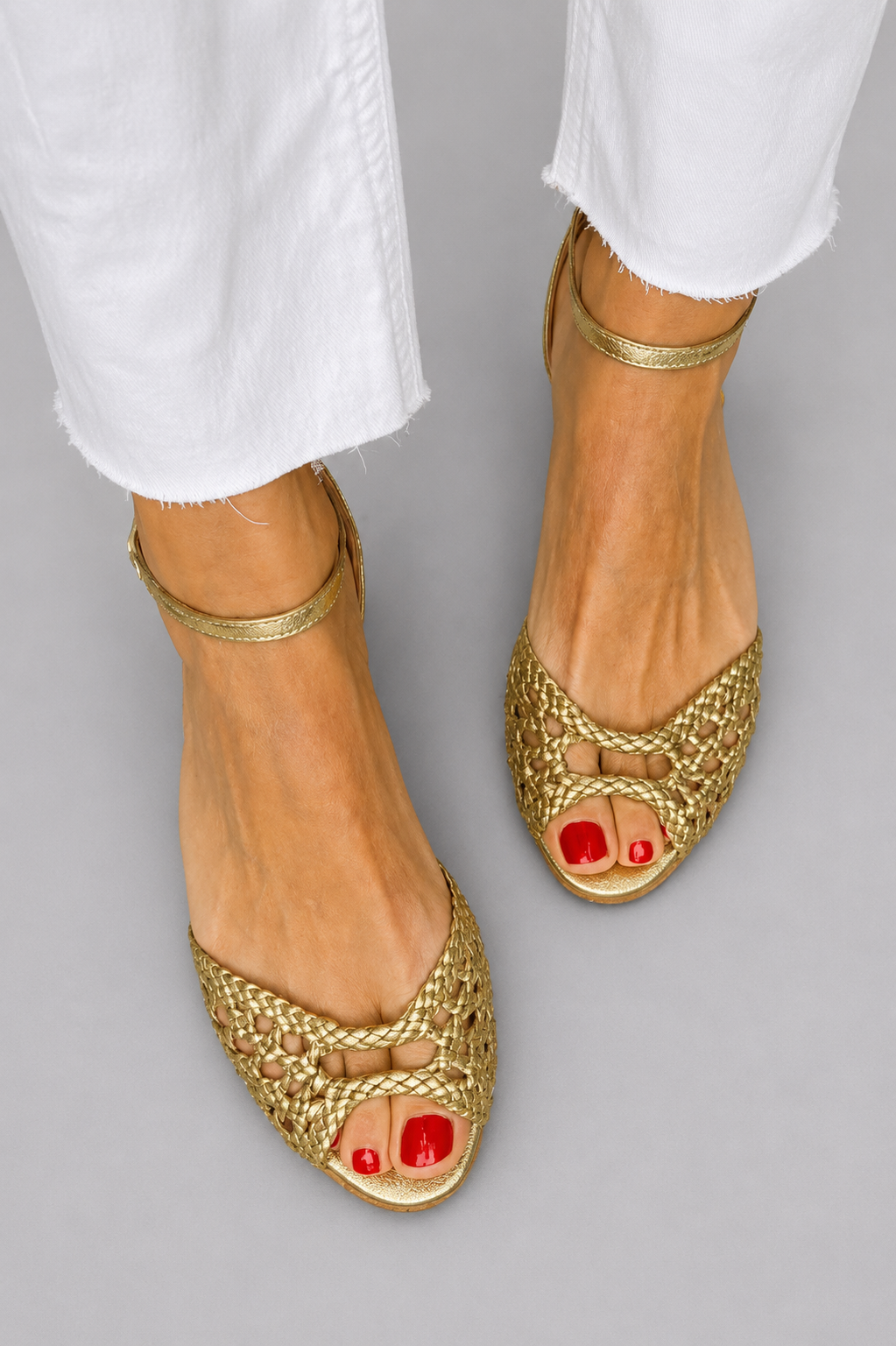 Elisa | Sandalias trenzadas doradas - Dorado