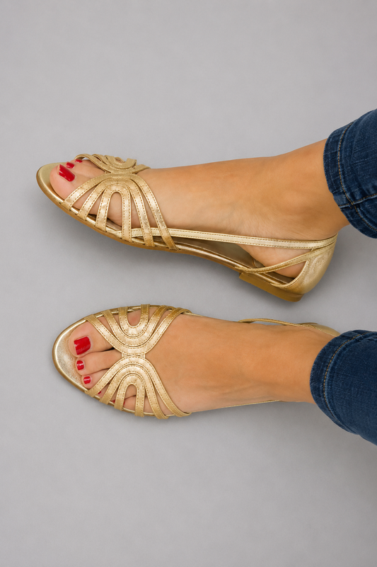 Nerea | Sandalias doradas de tiras finas - Dorado