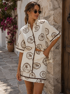 Paola | Conjunto Camisa Bordada y Falda Mini