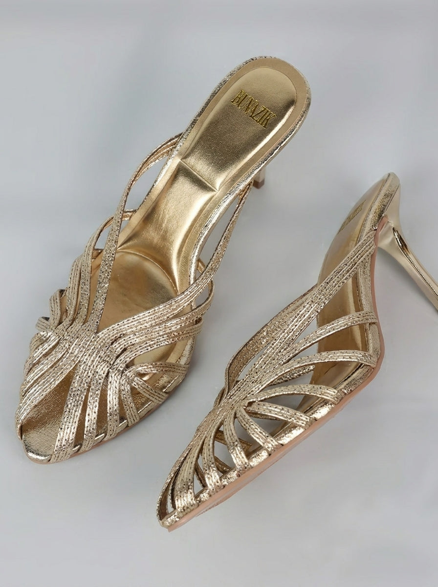 Aurabella | Sandalias de tacón con tiras trenzadas