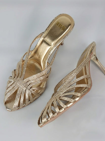Aurabella | Sandalias de tacón con tiras trenzadas