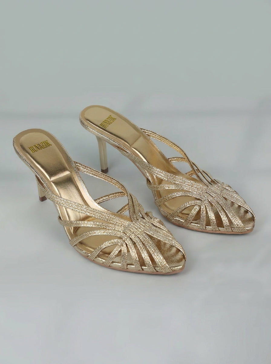 Aurabella | Sandalias de tacón con tiras trenzadas