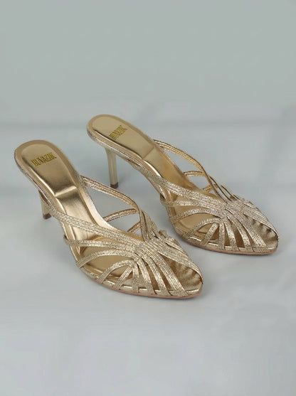Aurabella | Sandalias de tacón con tiras trenzadas