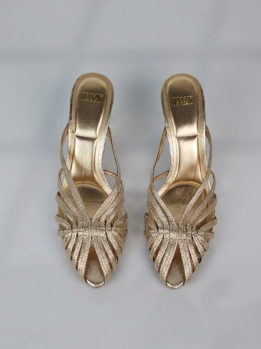 Aurabella | Sandalias de tacón con tiras trenzadas
