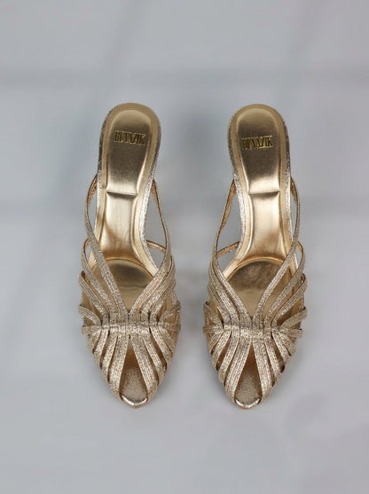 Aurabella | Sandalias de tacón con tiras trenzadas