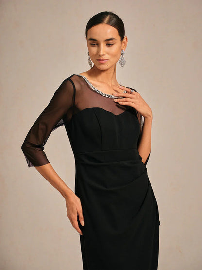 Eliana | Vestido midi entallado con drapeado