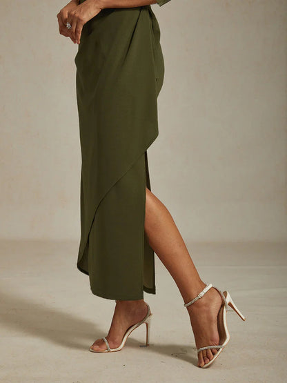 Eliana | Vestido midi entallado con drapeado