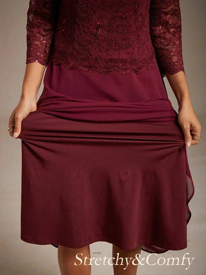 Claudia | Vestido midi de encaje con manga tres cuartos