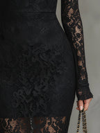 Julia | Vestido largo de encaje negro