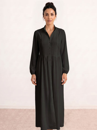 Amalia | Vestido camisero largo con falda plisada