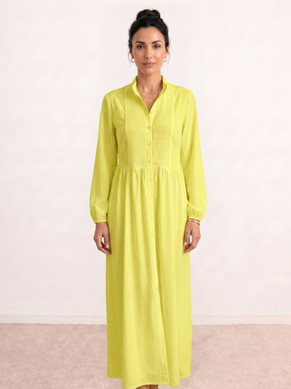 Amalia | Vestido camisero largo con falda plisada