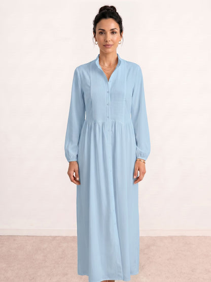 Amalia | Vestido camisero largo con falda plisada