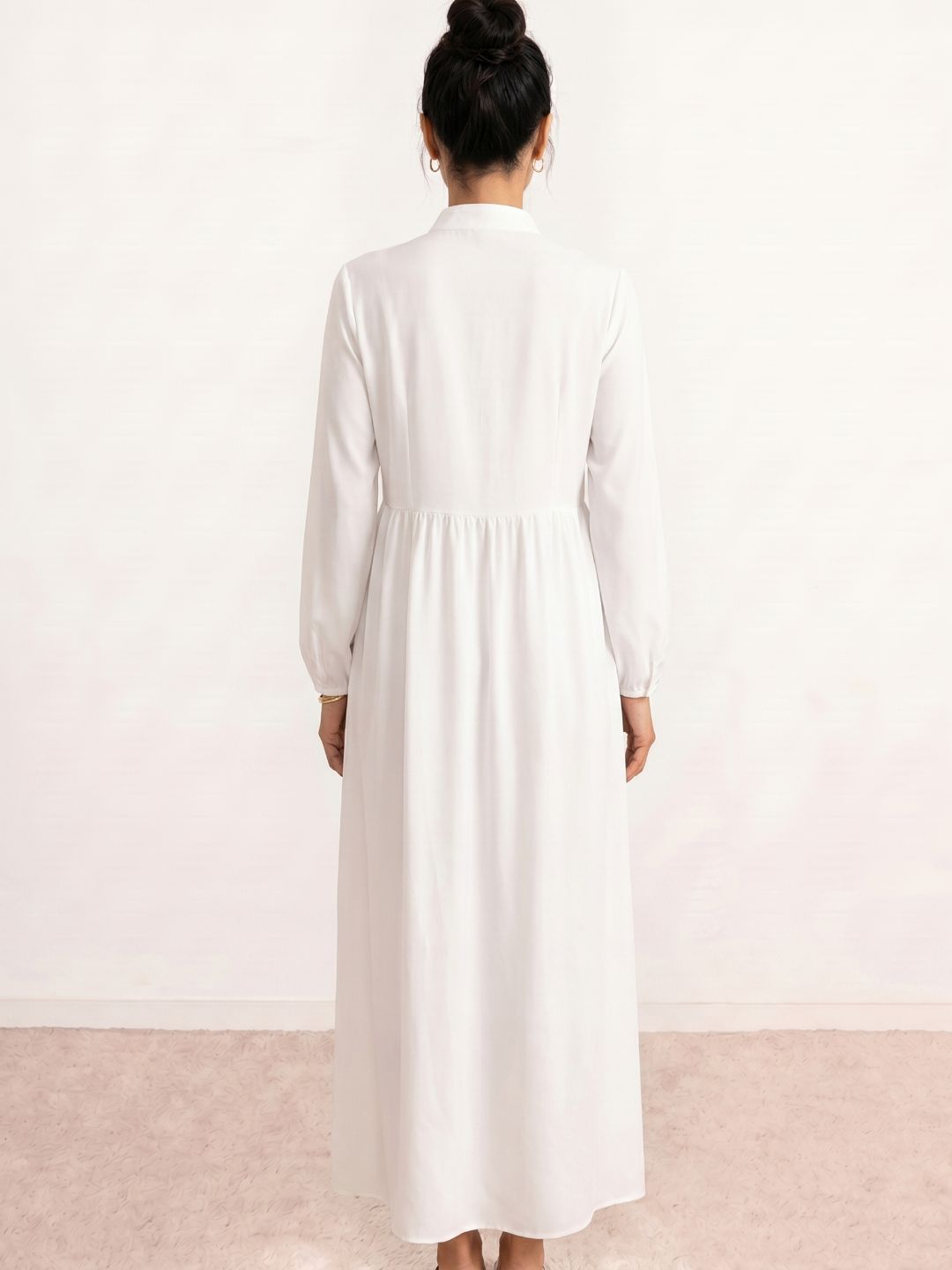 Amalia | Vestido camisero largo con falda plisada