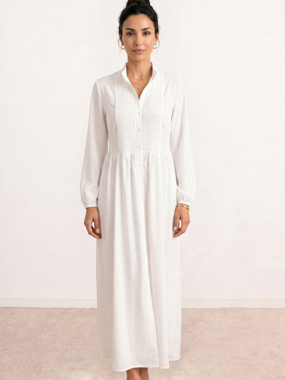 Amalia | Vestido camisero largo con falda plisada
