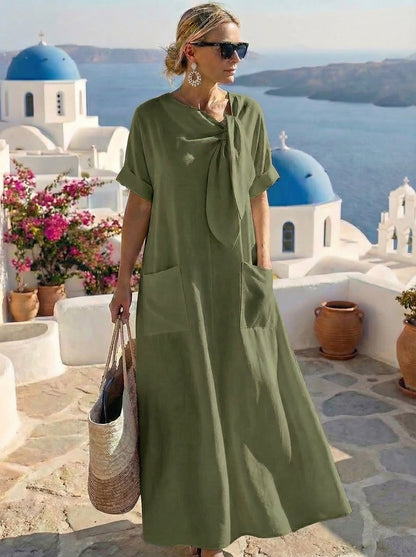 Fiorenza | Vestido midi fluido con lazada al cuello