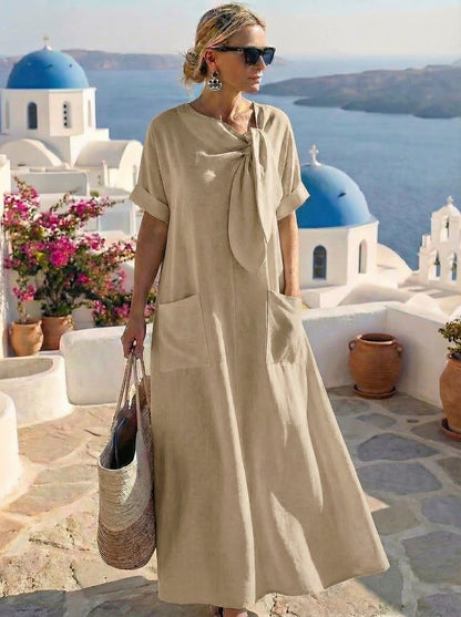 Fiorenza | Vestido midi fluido con lazada al cuello