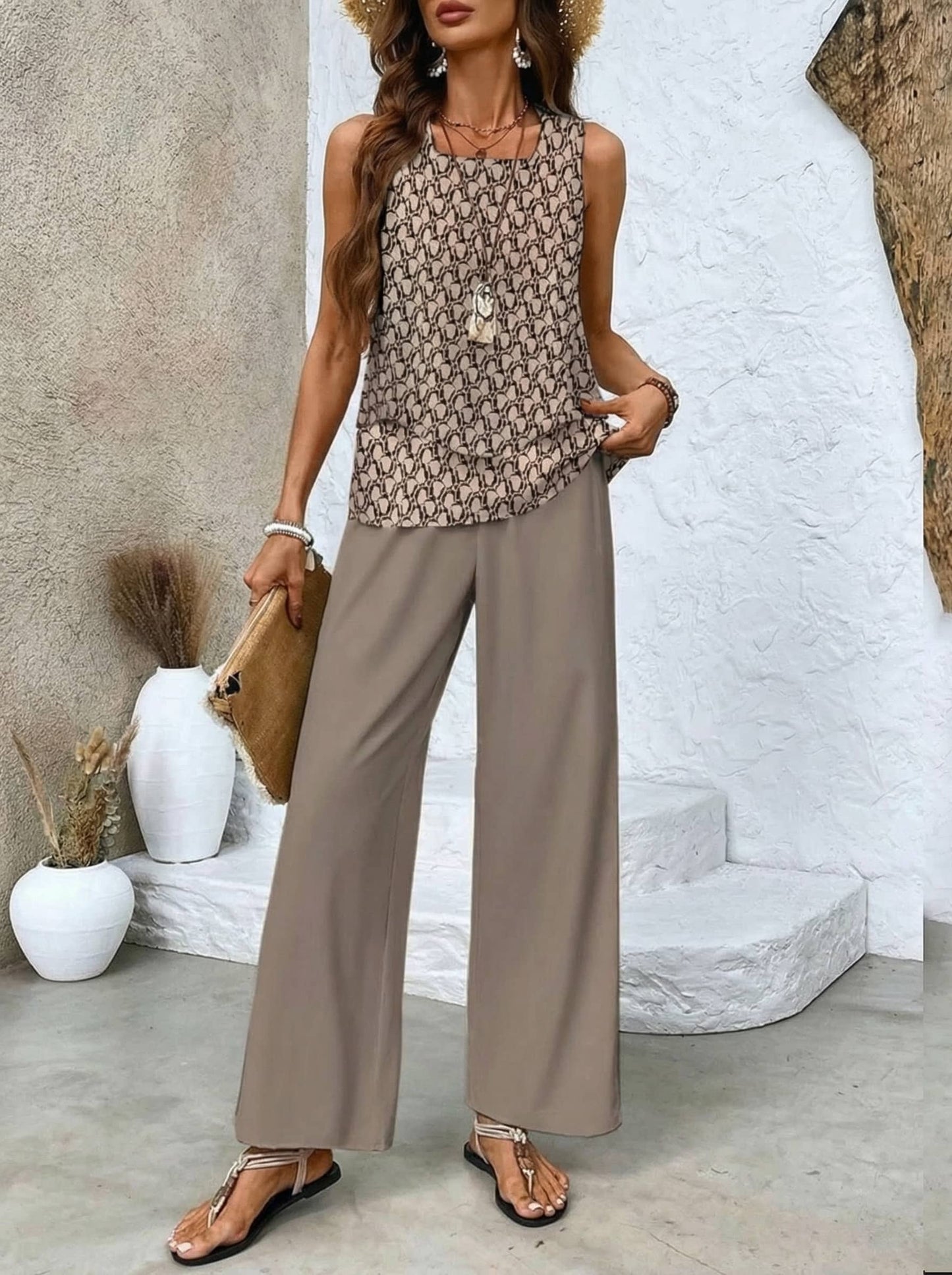 Jamie | Conjunto fluido estampado de dos piezas