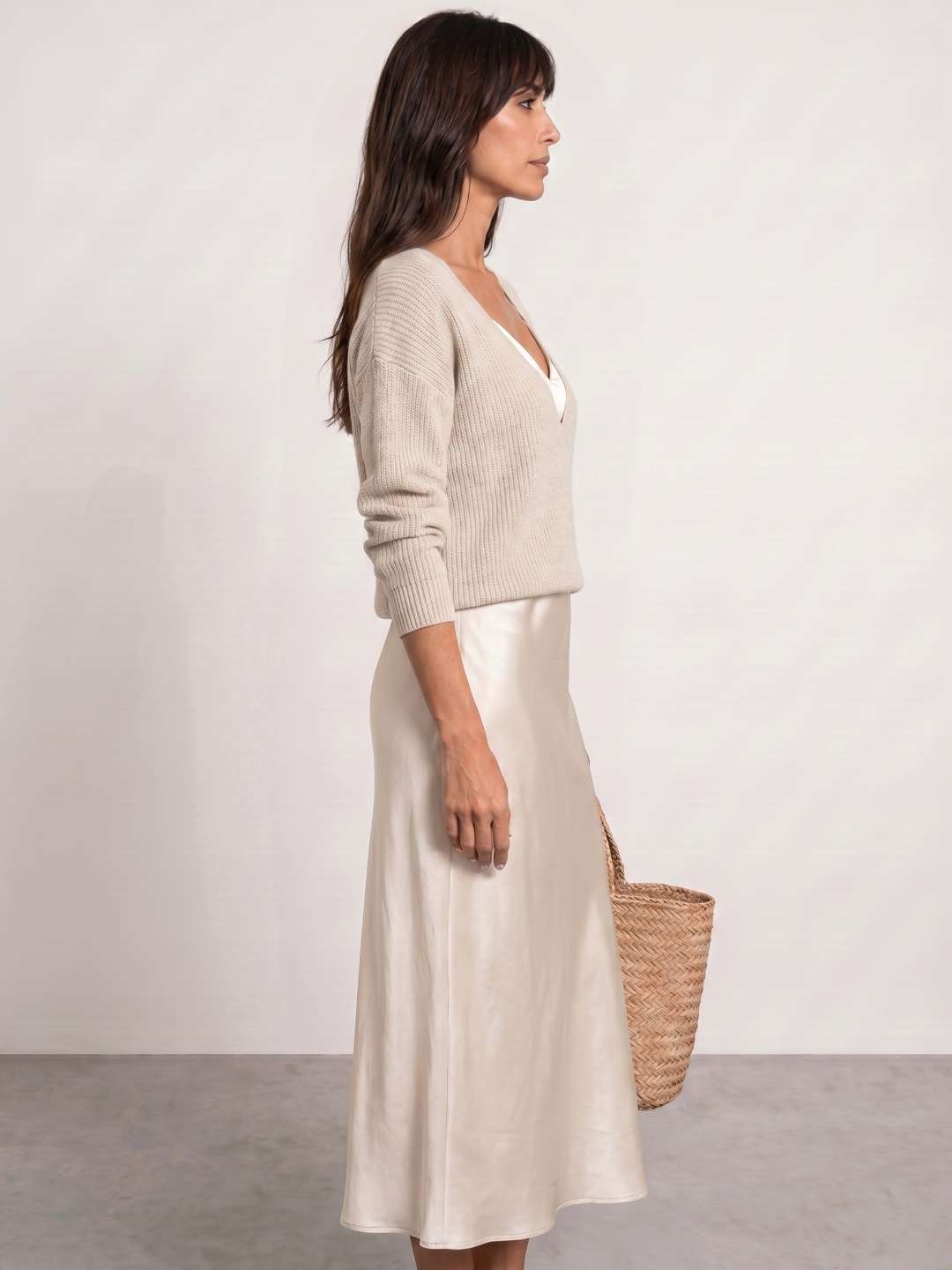 Élodie | Vestido midi satinado con jersey incluido