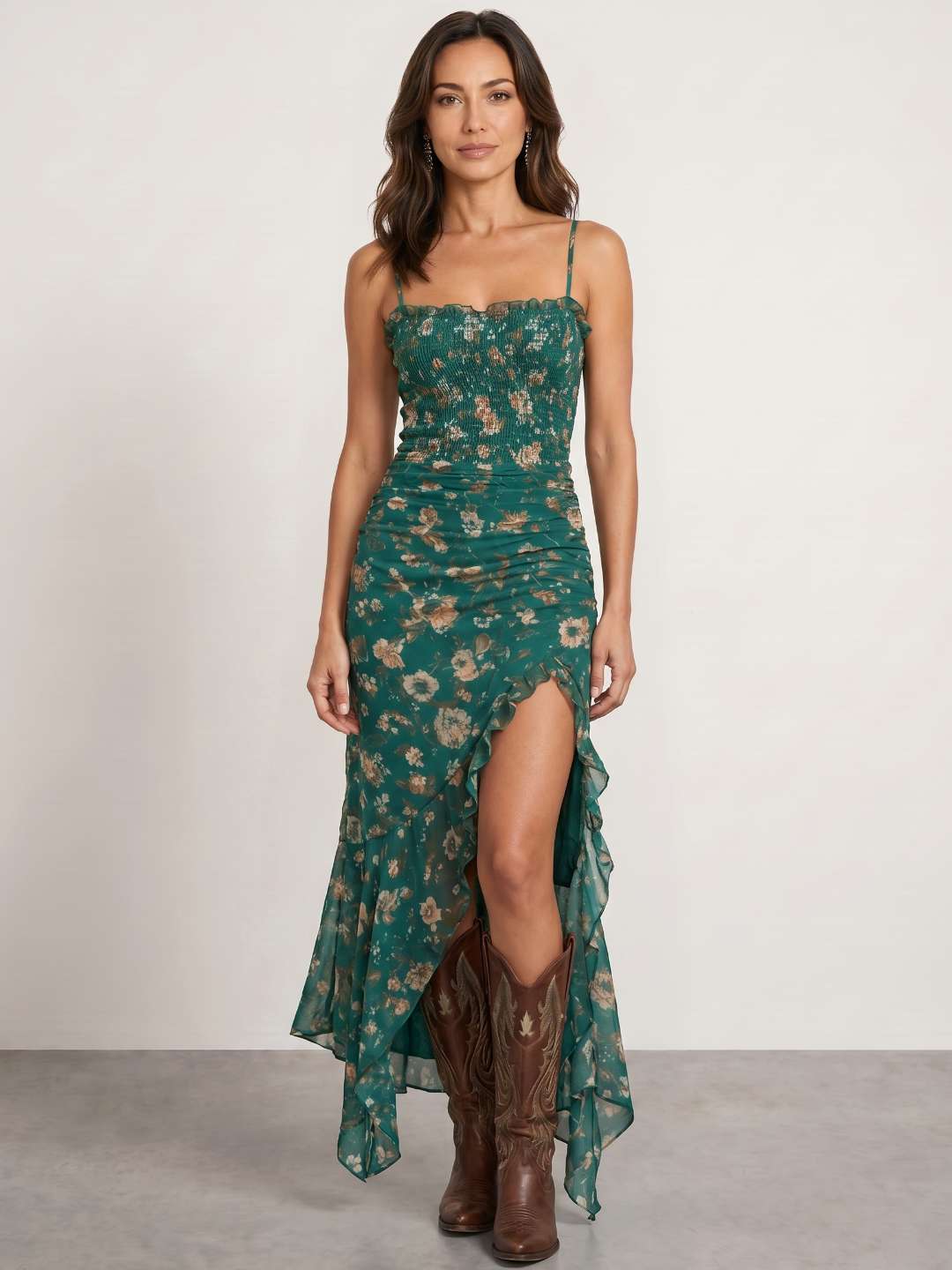 Zaira | Vestido largo floral con abertura lateral