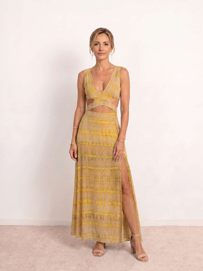 Ibiza | Vestido largo cut out con estampado tie-dye