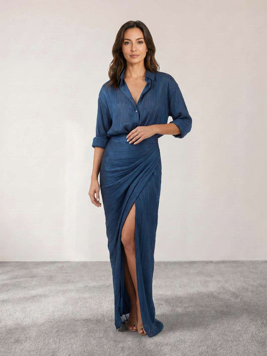 Cielo | Conjunto de camisa y falda larga