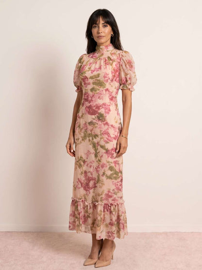 Azahara | Vestido largo floral de gasa