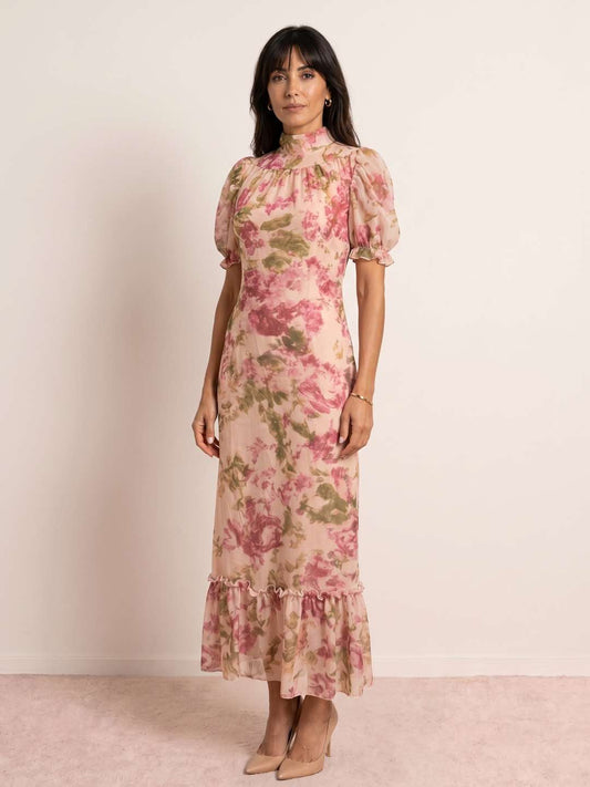Azahara | Vestido largo floral de gasa