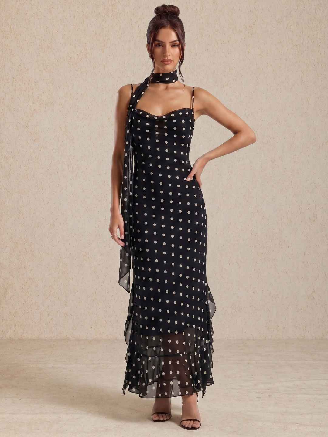 Noira | Vestido midi de lunares con tirantes