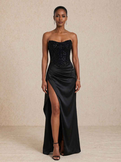 Jazzlyn | Vestido largo con cuerpo de lentejuelas