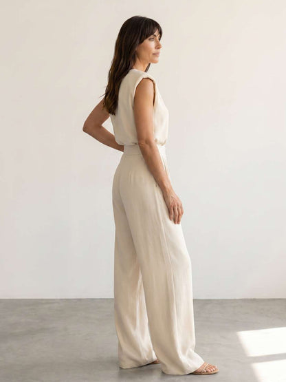 Adriana | Conjunto fluido con top estructurado y pantalón ancho