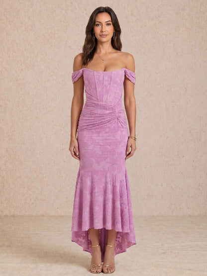 Elisa | Vestido midi drapeado con escote cuadrado