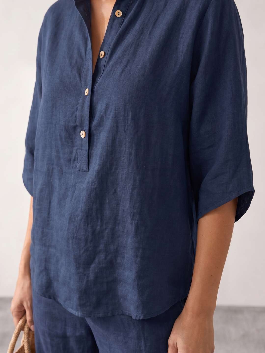 Maribel | Conjunto de lino con mangas murciélago y pantalón ancho