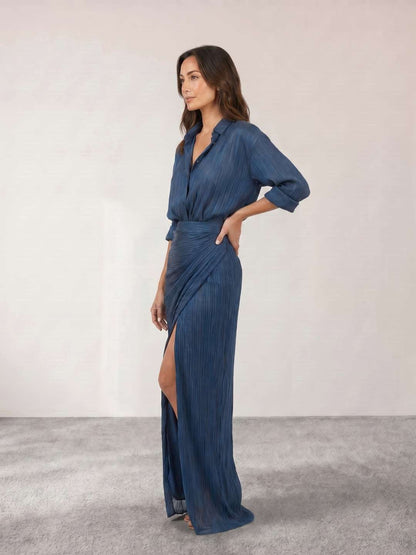 Cielo | Conjunto de camisa y falda larga