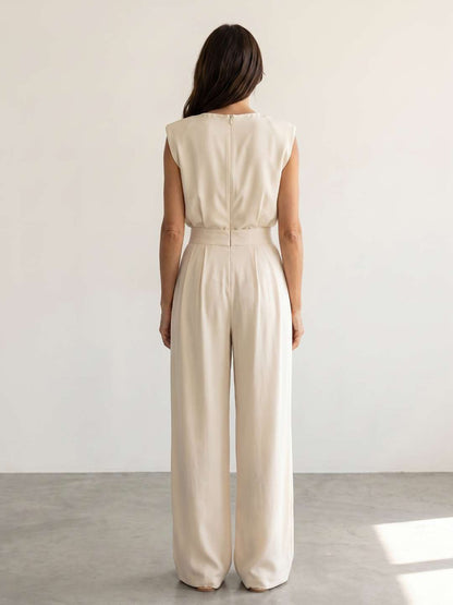 Adriana | Conjunto fluido con top estructurado y pantalón ancho