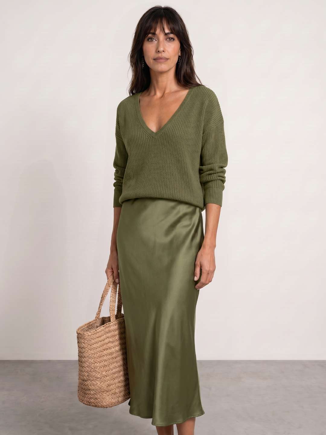 Élodie | Vestido midi satinado con jersey incluido