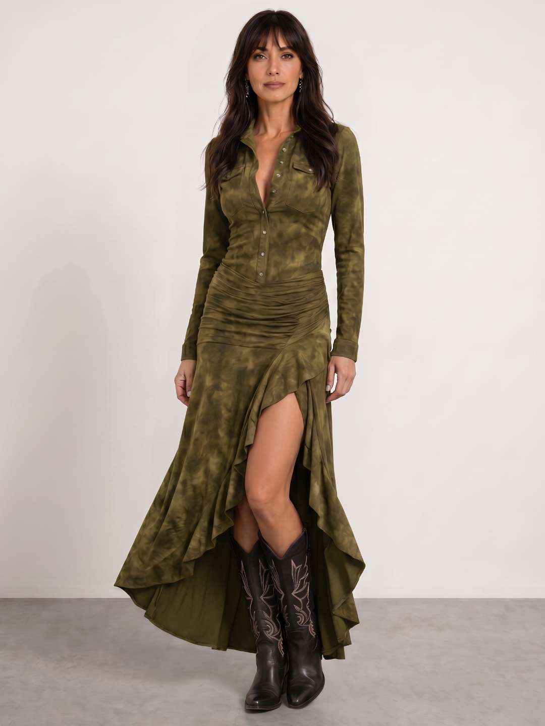 Dakota | Vestido largo western con volantes