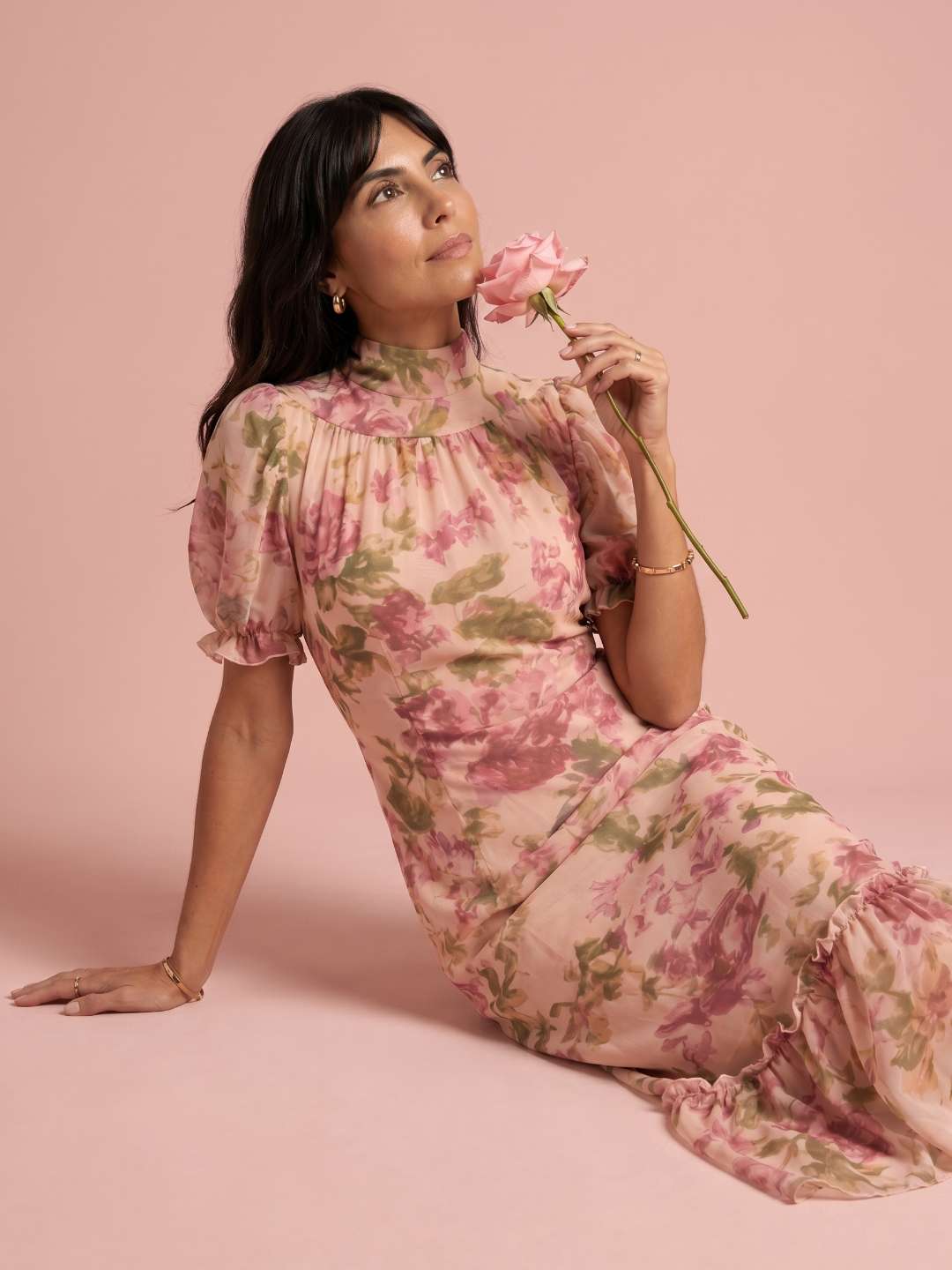 Azahara | Vestido largo floral de gasa