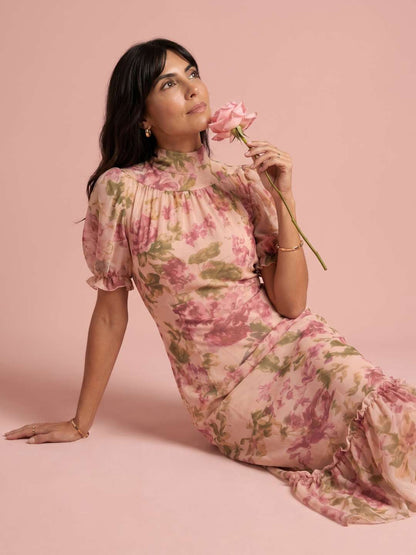 Azahara | Vestido largo floral de gasa