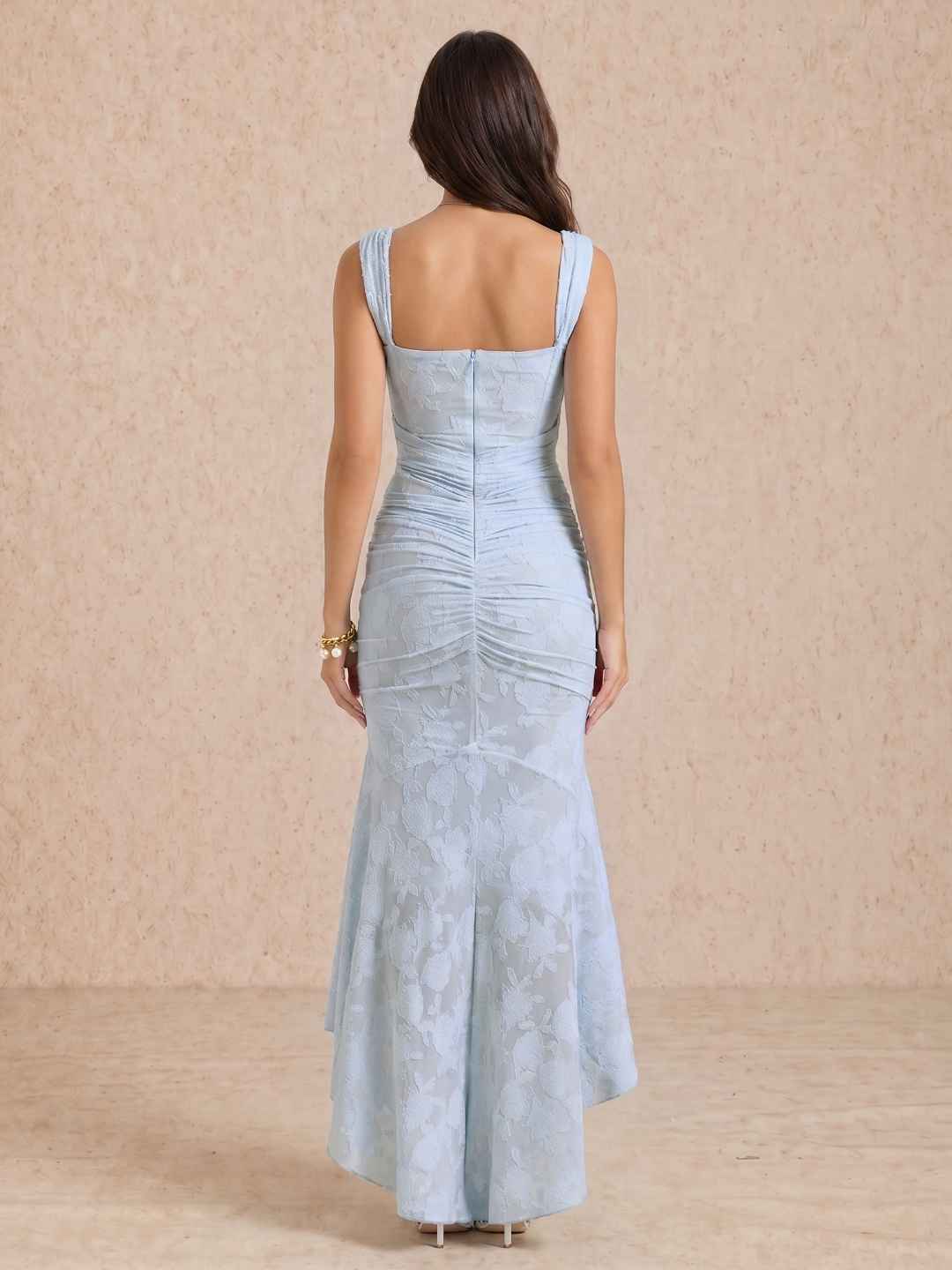 Elisa | Vestido midi drapeado con escote cuadrado