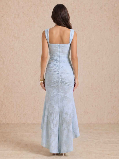 Elisa | Vestido midi drapeado con escote cuadrado