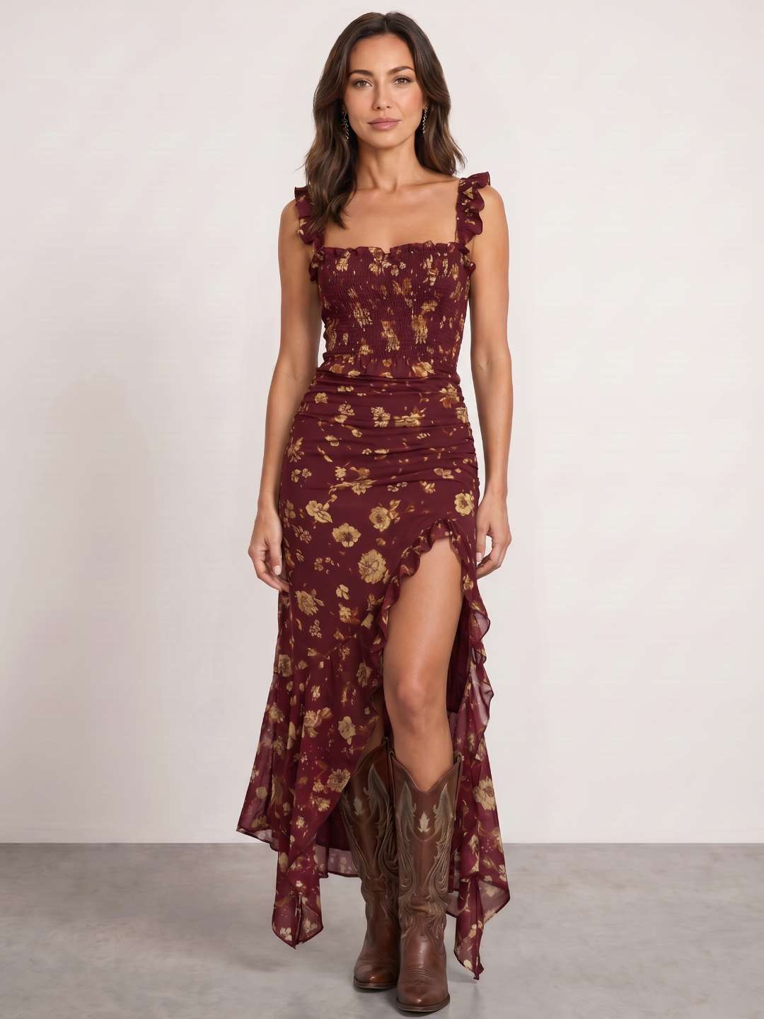 Zaira | Vestido largo floral con abertura lateral