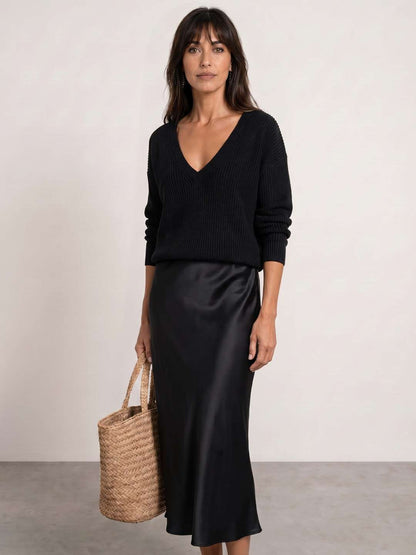 Élodie | Vestido midi satinado con jersey incluido