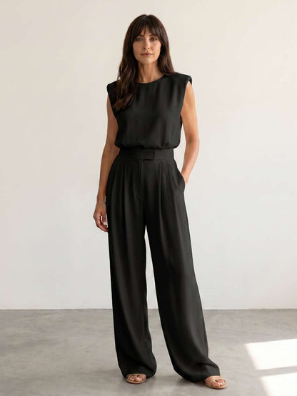 Adriana | Conjunto fluido con top estructurado y pantalón ancho