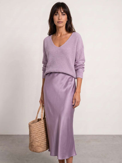 Élodie | Vestido midi satinado con jersey incluido