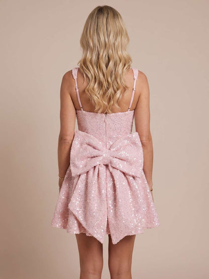 Victoria | Vestido corto de lentejuelas con lazo