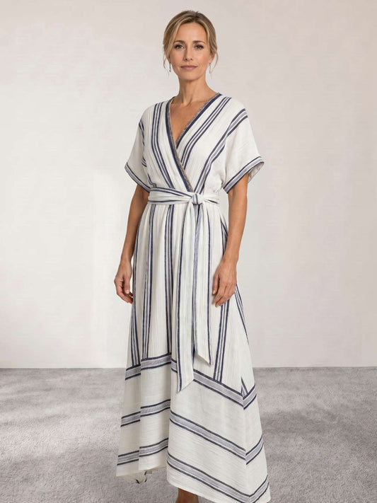 Grecia | Vestido midi cruzado con cinturón