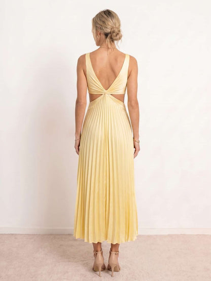 Celeste | Vestido midi plisado con escote en V