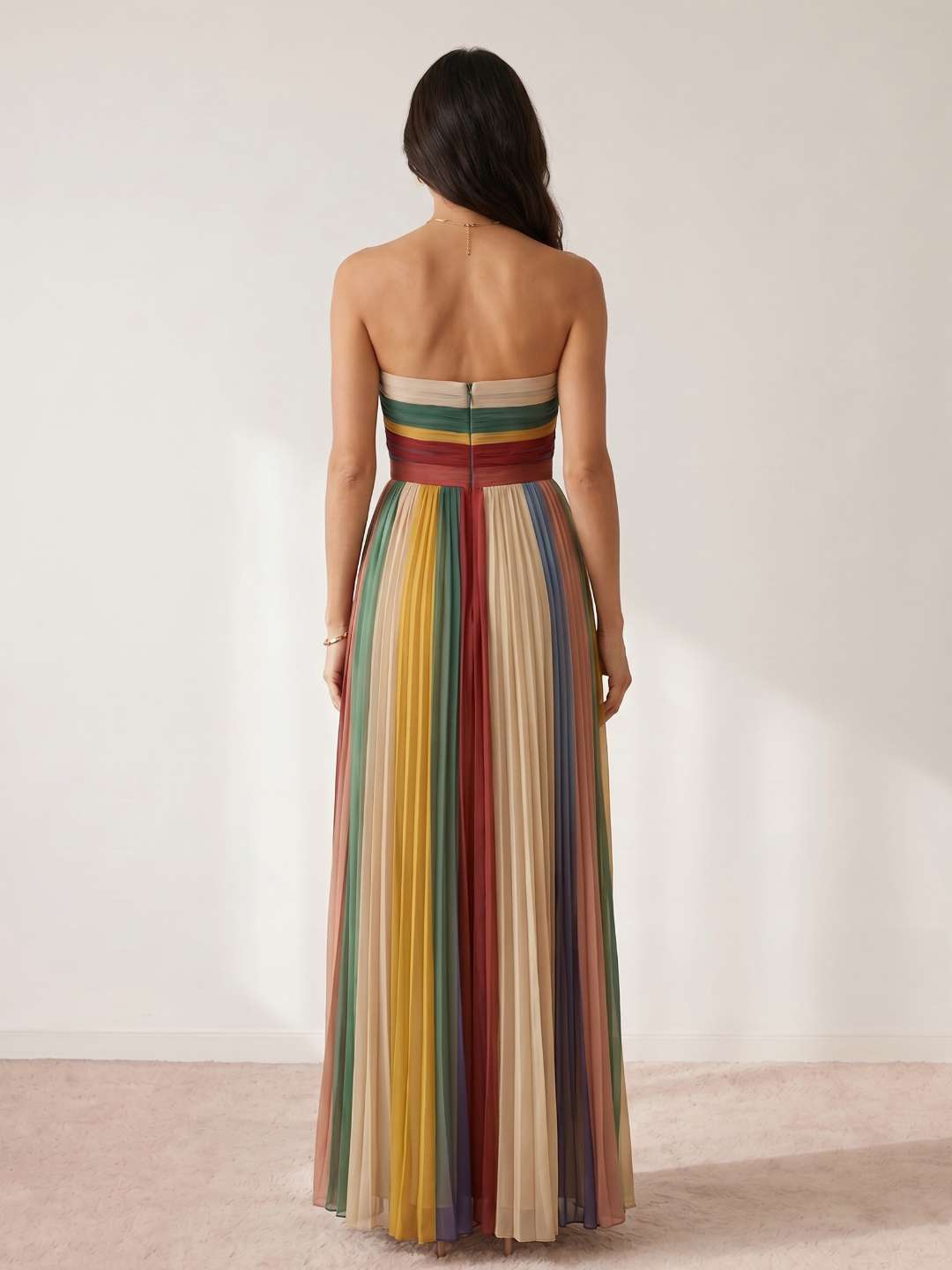 Fiorella | Vestido largo plisado multicolor